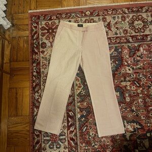 Etro Cream and Red-Striped Low-rise Cotton Pants